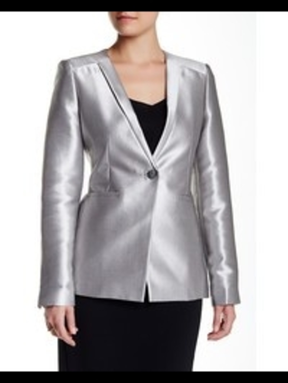 LK Bennett Black Ribbon Collection "Maine" Silver Metallic Blazer